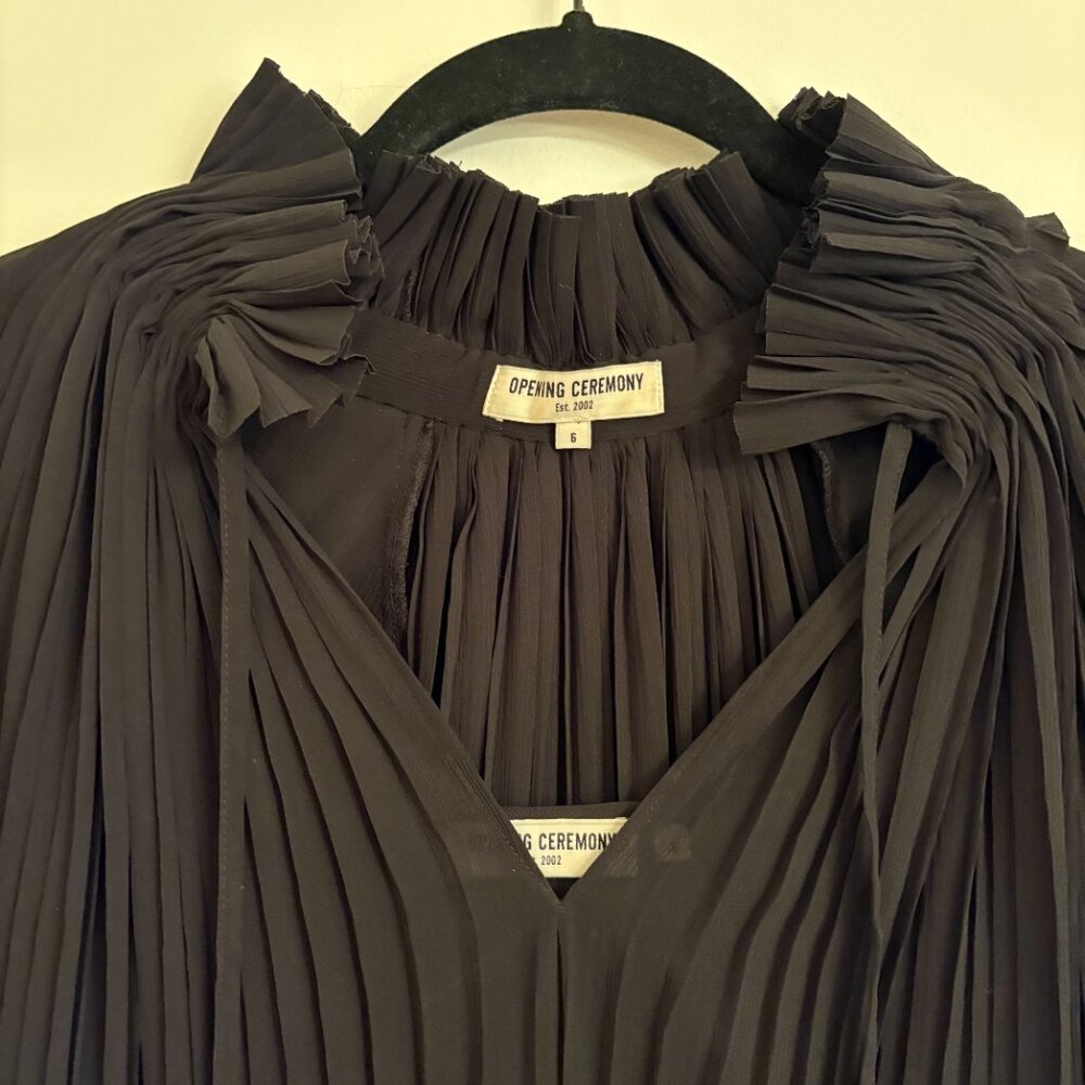 Opening Ceremony Plissé Neck-Tie Dress w/ Matching Slip – Size 6 (Flexible Fit)